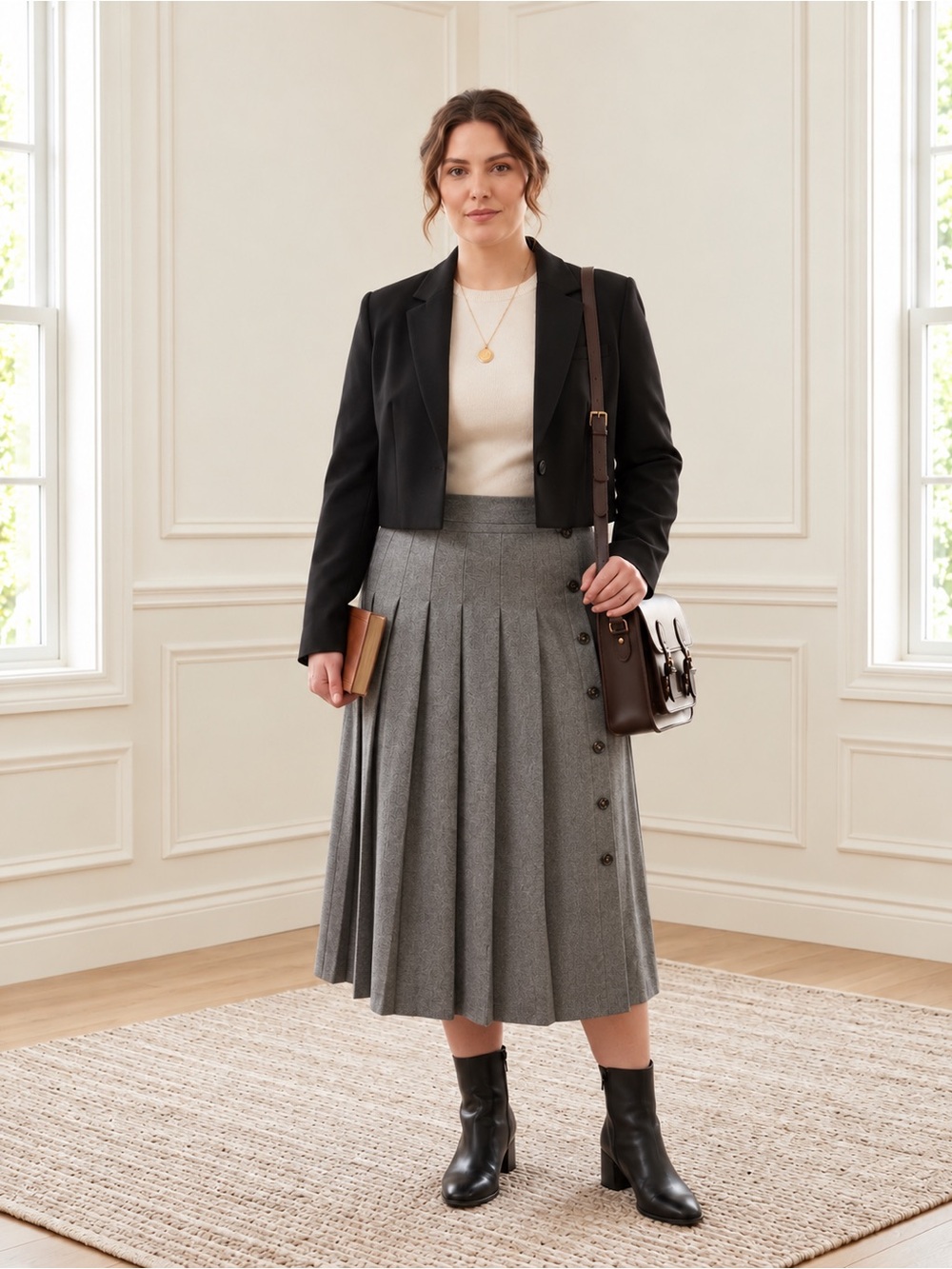 Banana Republic Factory Pleated Knit Midi Skirt Gray Large NWT Dark Academia